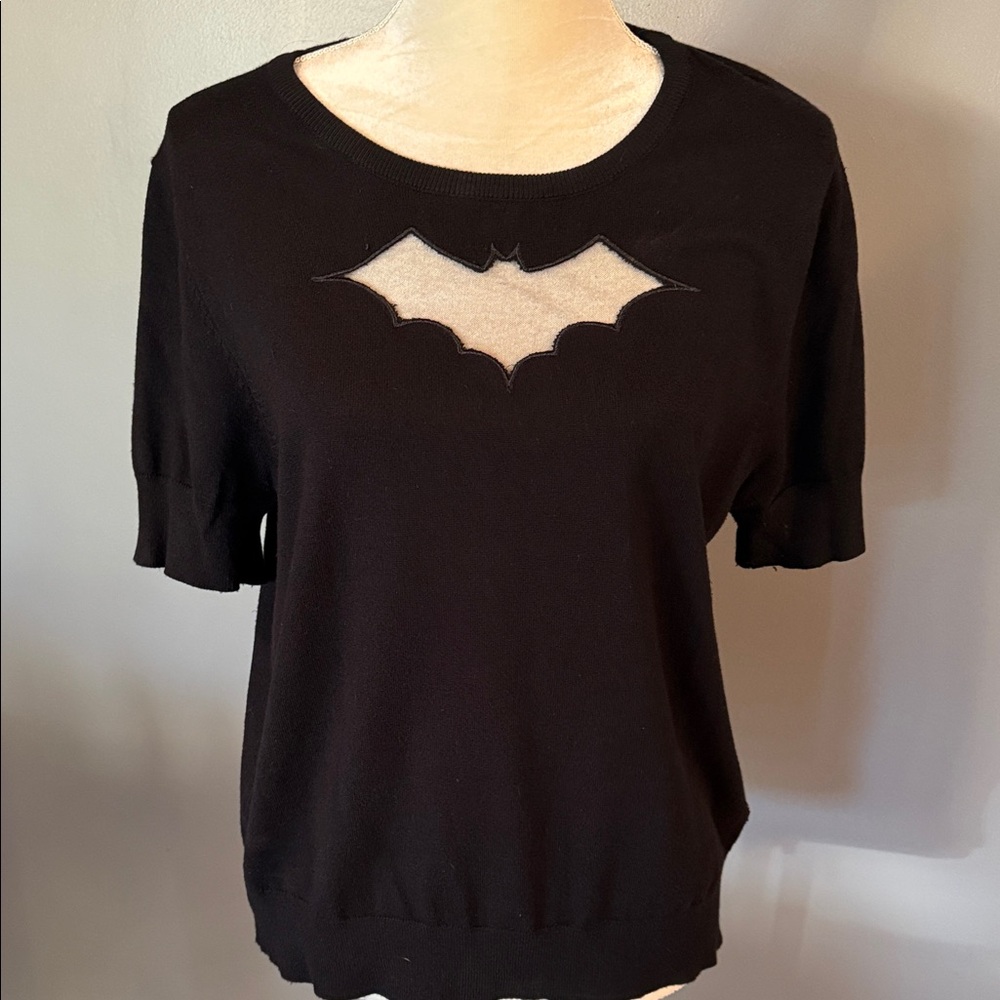 Hell Bunny Black Bat Cutout Short Sleeve Top